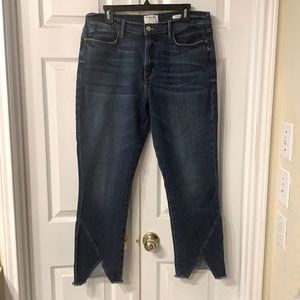 Frame Le high straight asymmetrical hem jeans